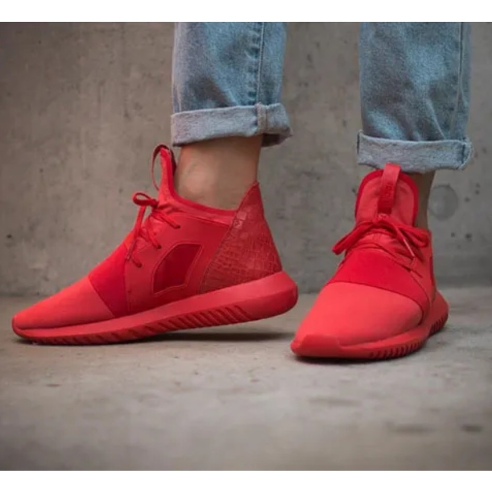 Red Adidas Tubular Gym Shoes